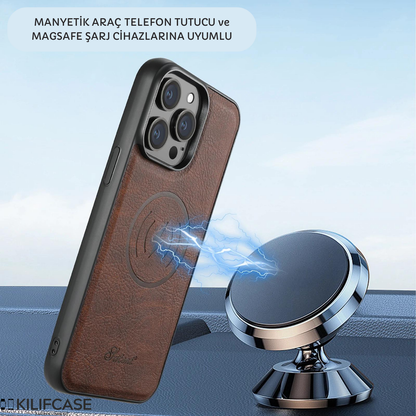 Manyetik MagSafe Kart Cüzdanlı 2in1 Deri iPhone Telefon Kılıfı