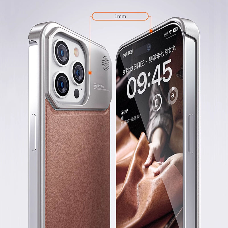 Lüks Deri ve Alüminyum Aromaterapi Koruyucu MagSafe iPhone Kılıf