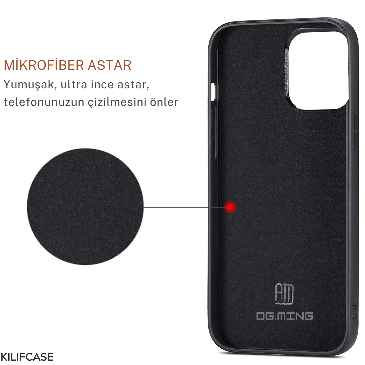 Güçlü Manyetik Mıknatıs Ayrılabilir Kart Cüzdanlı 2in1 Deri iPhone Kılıf
