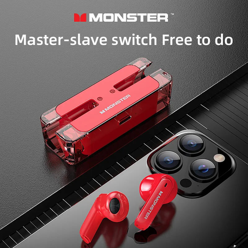 Orijinal Monster XKT08 Bluetooth 5.3 Gerçek Streo Kablosuz Oyun ve Müzik Kulaklıklığı