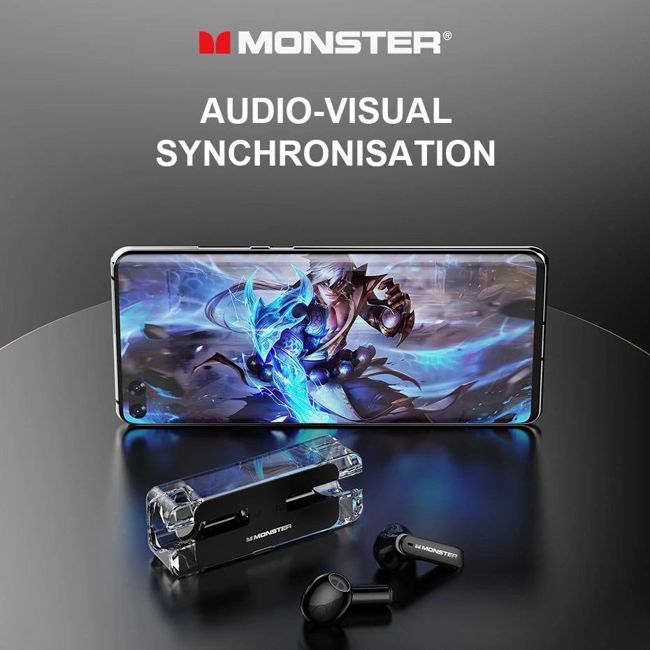 Orijinal Monster XKT08 Bluetooth 5.3 Gerçek Streo Kablosuz Oyun ve Müzik Kulaklıklığı