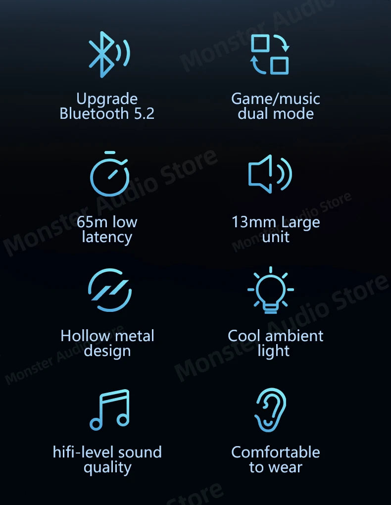 Orijinal Monster XKT09 Oyun Çift Modlu Bluetooth 5.2 TWS Kablosuz Kulaklık